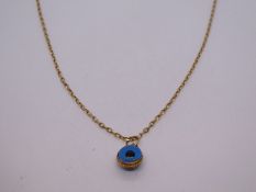 9ct yellow gold belcher chain marked 375, hung with a 14ct yellow gold mounted eye pendant, marked 5