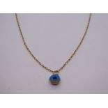 9ct yellow gold belcher chain marked 375, hung with a 14ct yellow gold mounted eye pendant, marked 5