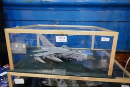 An Airfix style Tornado Aircraft in glazed case, a Chinook helicopter A/F in glazed case and two cor