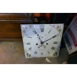 AN Oak case grandfather clock with painted dial