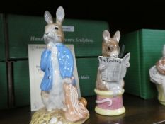 A pair of large Royal Doulton Beatrix potter of Peter and the Red Pocket Handkerchief and The Tailor