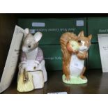 A pair of large Royal Doulton Beatrix potter of Hunca Munca sweeping and squirrel Nutkin, limited ed