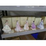 Five Coalport figurines, part of the 'English Rose' collection all limited editions with certificate