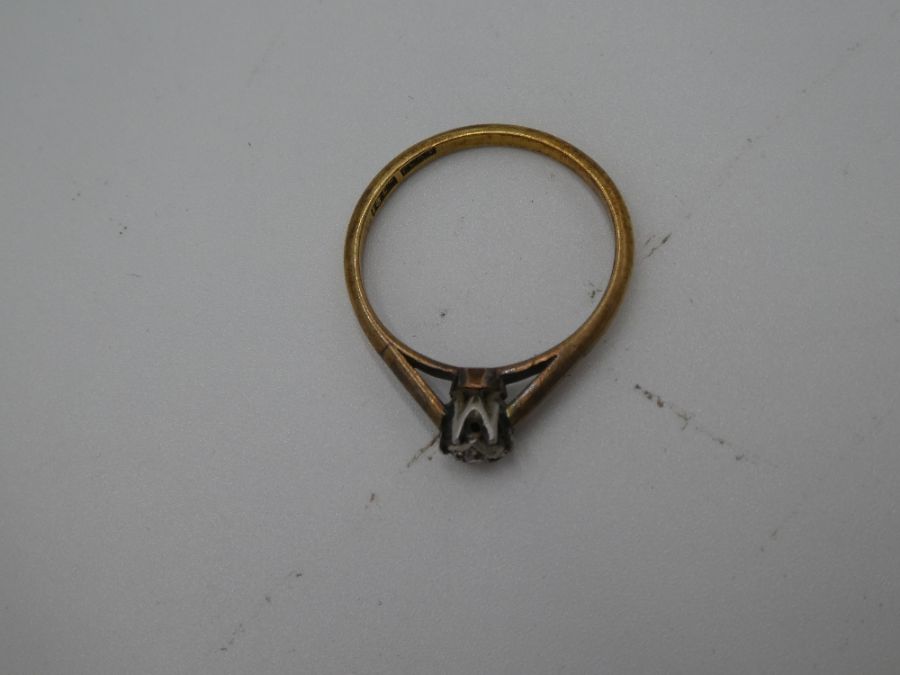 Antique 18ct and Platinum diamond ring with single illusion set diamond in cathedral mount, marked 1 - Image 3 of 5