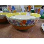 Two Clarice Cliff Autumn Crocus design bowls, the largest 20.5cms