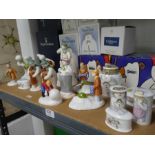 'The Snowmen' a quantity of figurines and collectables from Coalport, Royal Doulton and others (shel