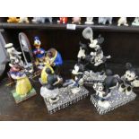 Six Enesco Walt Disney Showcase Collection figures including Mickey Mouse and Donald Duck, boxed