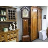 A Georgian mahogany longcase clock, 8 day with brass dial, by Finney, Liverpool, 33.5cm with motto