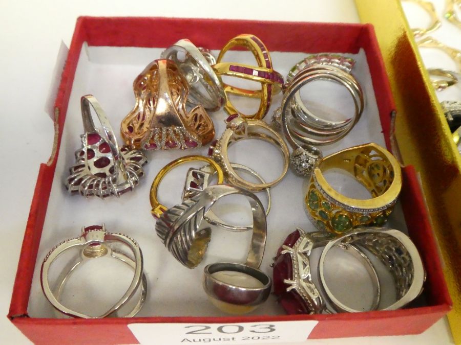 Collection of  modern dress rings including, pearls, ruby and other gemstone examples