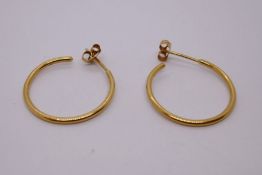 Pair of 18ct yellow gold hoop earrings, marked 18ct, 3.6g approx