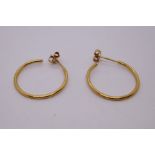 Pair of 18ct yellow gold hoop earrings, marked 18ct, 3.6g approx