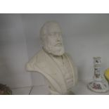 A Robinsons lead beatter, late 19th Century Parian bust of Bearded Gentleman, 34.5cm