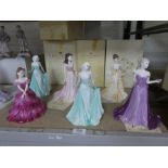 Six Coalport lady figurines, part of the Collingwood collection. To include two signed by A.Willis,