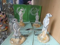 Two pairs of Beswick limited edition Meerkat figures, sitting and standing (boxed)