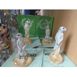 Two pairs of Beswick limited edition Meerkat figures, sitting and standing (boxed)