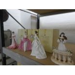 Four Coalport figurines to include Celebration 2/1750, Millennium Debut 3478/7500, The Jubilee Rose