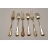 A quantity of six Victorian silver forks by Josiah Williams and Co., London 1891, 9.98ozt approx
