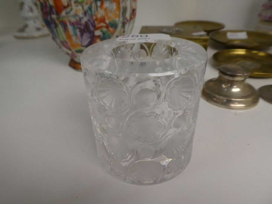 A Lalique shell pattern candle holder, 1950s