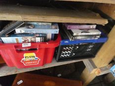 Three boxes of sundry , DVDs, soft toys, pictures and prints etc