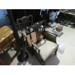 Three antique mahogany open armchairs and a Victorian mahogany standard lamp