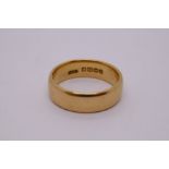 18ct yellow gold wedding band marked, 18, Birmingham, ACCFO, The Albion Chain Co., approx 7.1g