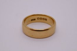 18ct yellow gold wedding band marked, 18, Birmingham, ACCFO, The Albion Chain Co., approx 7.1g