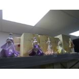 Four limited edition Coalport figurines, part of the 'Flower Lady Collection' (three having boxes an