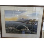 John Rogers; a 1980s watercolour of Welsh seascape with rocky shoreline, signed and dated, 69x50cm