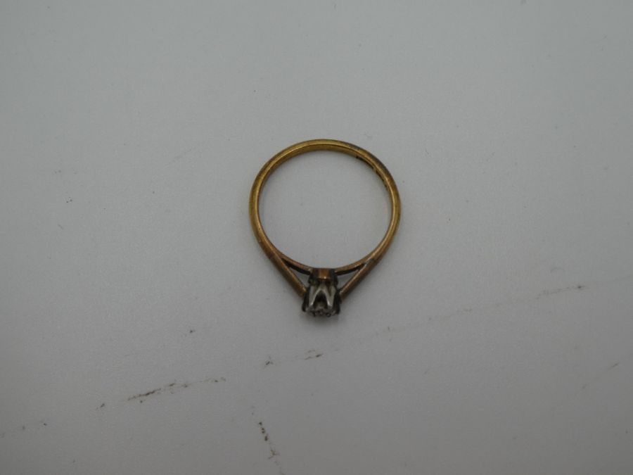 Antique 18ct and Platinum diamond ring with single illusion set diamond in cathedral mount, marked 1 - Image 4 of 5