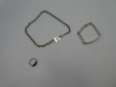 Sterling silver bracelet, silver beetle brooch and Tiffany style silver necklace