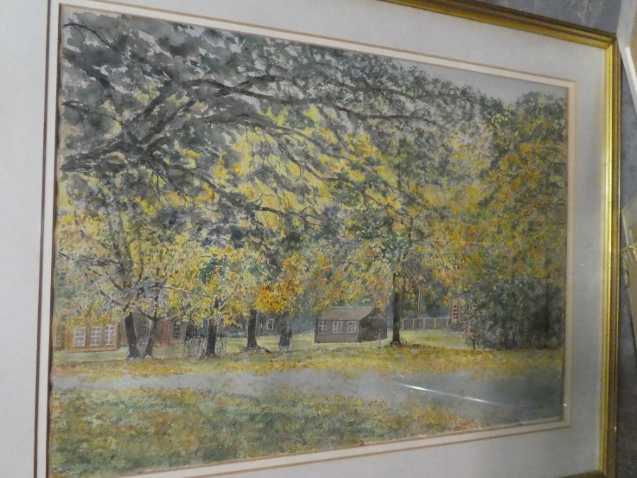 A watercolour painting of a School ground, by F. E. Walton 1978, a watercolour painting of a a moun - Image 4 of 7