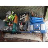 Large selection of hand tools, petrol cans etc