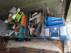 Large selection of hand tools, petrol cans etc