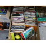 Two boxes of vinyl 45s, mostly from the 70s and 80s