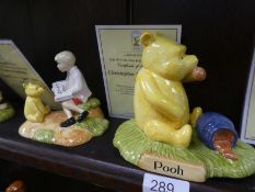 Five Royal Doulton limited edition Winnie the Pooh figures with certificates and boxes. To include W