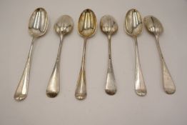 A quantity of six Victorian silver serving spoons hallmarked Sheffield 1895 Harrison Brothers and Ho