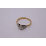 Antique 18ct and platinum solitaire diamond ring with diamond chips set to shoulder, approx 0.5 cara