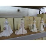 Four Coalport lady figures, part of the Modern Bridge collection, limited edition with boxes and cer