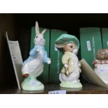 A pair of large Royal Doulton Beatrix potter figures of Peter Rabbit and Benjamin Bunny, limited edi