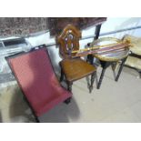 A Victorian mahogany hall chair and sundry