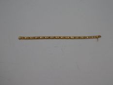 High carat, possibly 22ct, yellow gold hinged 16 section hollow bracelet, box clasp and 8 clap, 13.5