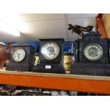 Three Victorian slate mantel clocks