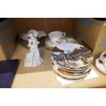 A large set of ceramics incl. Royal Worcester plates, Wedgwood figurines, collectors plates, and a b