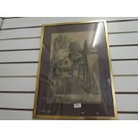George Bissill; a watercolour of street view, signed, 31 x 47 cms
