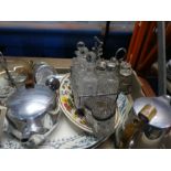 A set of china, plates, cruet sets and some silver plate