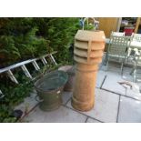 An old Chimney pot and two galvanised steel buckets