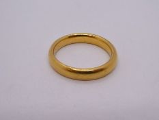 22ct yellow gold wedding band, marked 22, size M, 5.8g approx