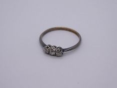 Antique trilogy diamond ring, 18ct gold, marked 18ct, Size P