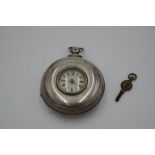 A silver William IV pocket watch having a matching silver case, hallmarked Birmingham 1835, J.W. wit