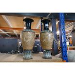 A large pair of Royal Doulton stoneware vases, one damaged to base
